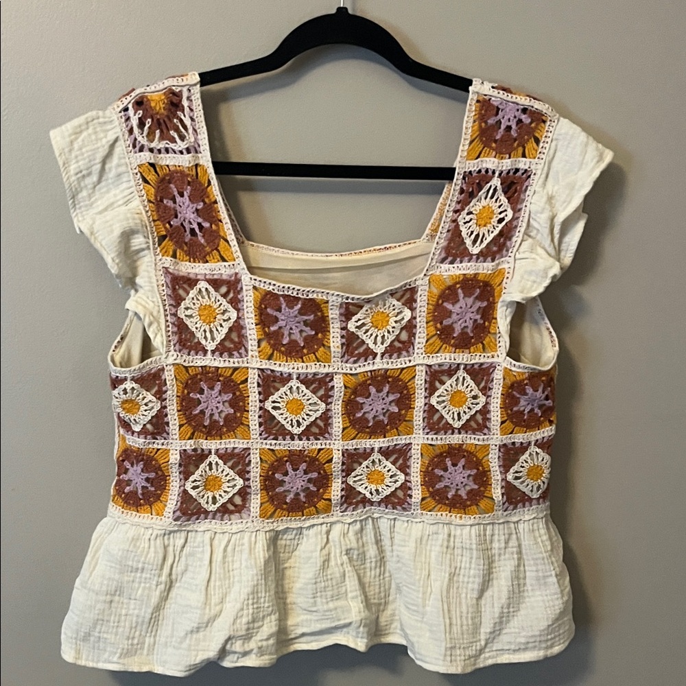 Boho Crochet Patchwork Top - Picture 3 of 4